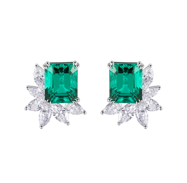 3.2ct & 3.3ct Lab-Grown Emerald Earrings