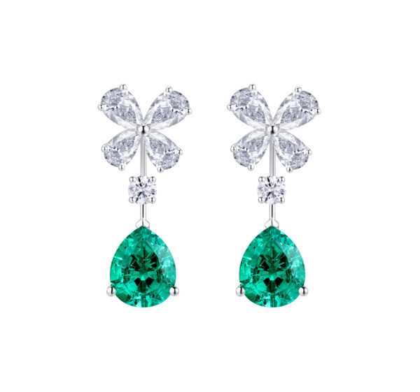 3.2ct Pear Cut Lab-Grown Emerald Earrings