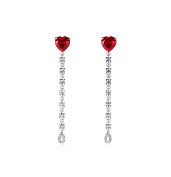 2.6ct & 2.6ct Heart Cut Lab-Grown Ruby Earrings