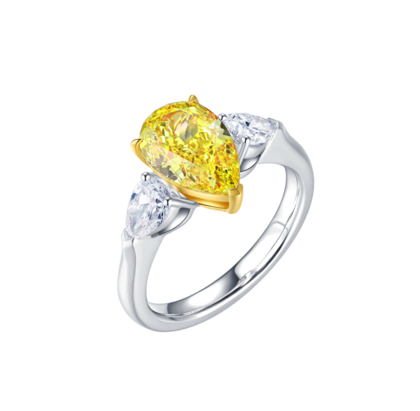 2.59ct Pear Cut Lab-Grown Yellow Diamond Ring