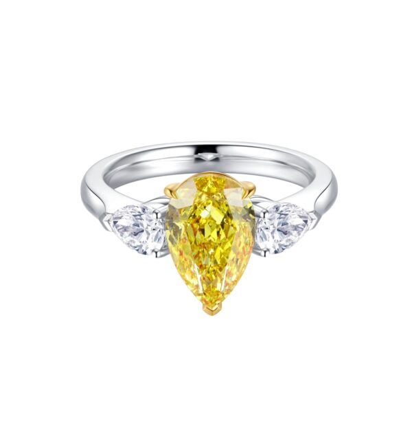 2.59ct Pear Cut Lab-Grown Yellow Diamond Ring