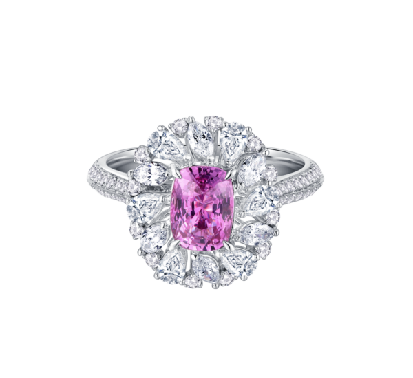 1.52ct Cushion Cut Vivi Purplish Pink Sapphire Ring