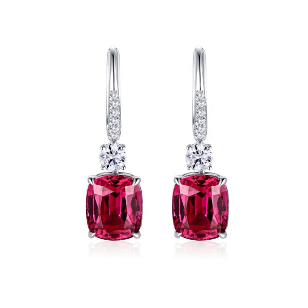 6.41ct & 6.41ct Cushion Cut Lab-Grown Ruby Earrings