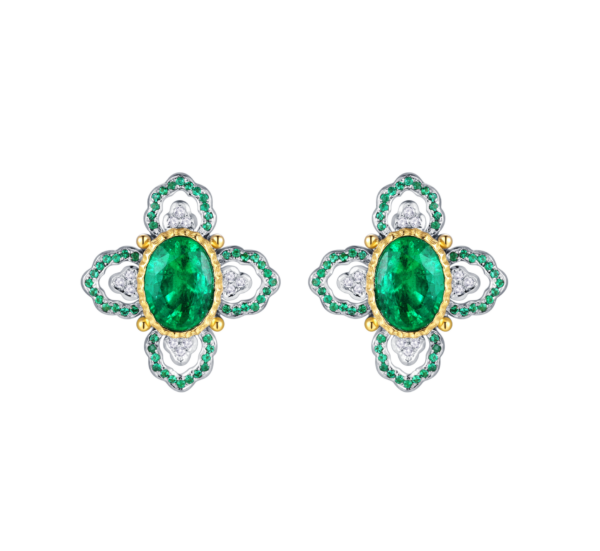 2.97ct Oval Cut Emerald Earrings