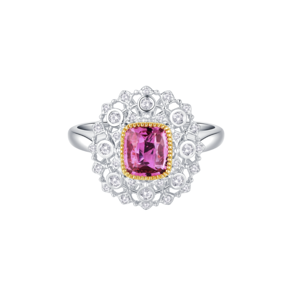 1.03ct Cushion Cut Vivi Pink Sapphire Ring