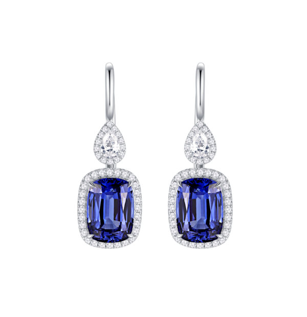 5.1ct & 5.1ct Cushion Cut Lab-Grown Sapphire Earrings