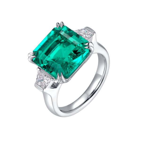 7.53ct Emerald Cut Lab-Grown Emerald Ring