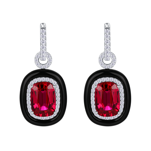 8.5ct & 8.7ct Cushion Cut Lab-Grown Ruby Earrings