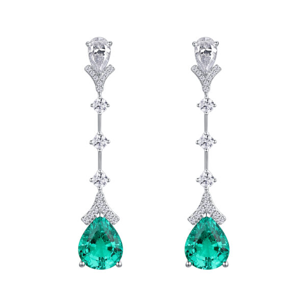 3ct & 2.9ct Pear Cut Lab-Grown Emerald Earrings