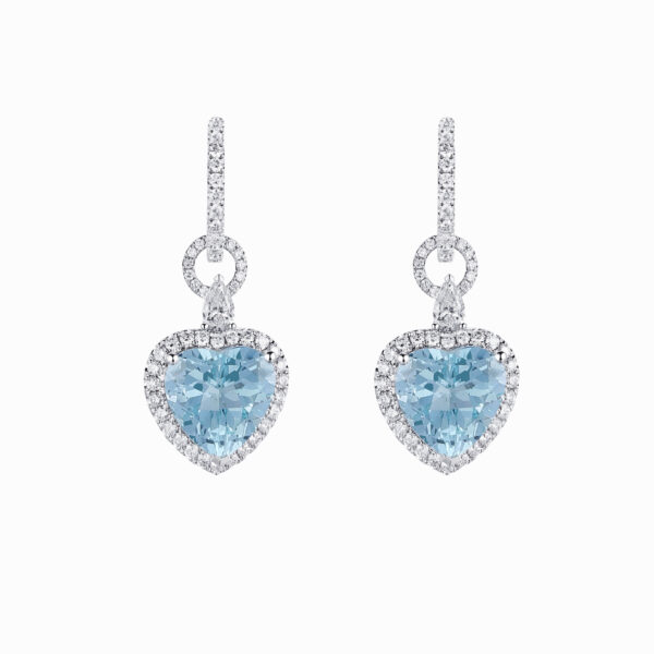 4.89ct & 4.89ct Heart Cut Aquamarine Earrings